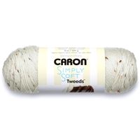 Caron Simply Soft Tweeds Yarn (4) Medium Gauge 100% Acrylic - 5oz -   Off White -  Machine Wash & Dry
