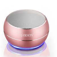 UDISON Portable Small Bluetooth Speakers with Enhanced Bass, Dual Stereo Pairing, LED Lights, Built-in Mic, Handsfree Speakerphone for iPhone Ipad Samsung Android -Rose Gold