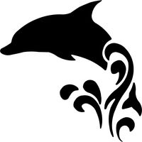 Dolphin Jumping Splashing Waves Tribal Vinyl Decal Sticker for Car Laptop Window Bumper Sticker (5.5" inches (Black)