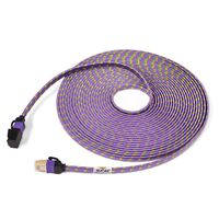 CAT7 Weave Shielded Ethernet Cable Flat Patch Cable FTP Patch Cord LSOH Engineering Grade Network Cable (0.5M, Purple1)
