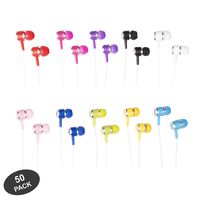 JustJamz Marbles Colorful Earbud Headphones Bulk Earbuds for Kids and Adults Assorted Colors, 50 Pack