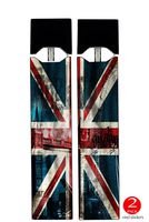 Vinyl Decal Stickers - Vintage British Flag UK Printed Image - Skin Wrap for Juul Vape (2 Pack)