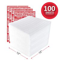 enKo 12 x 12 Inch (100-Pack) Foam Wrap Sheets for Moving Shipping Packing Supplies - 40 Fragile Stickers Labels