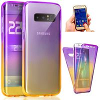 IKASEFU Creative 360 Degree Gradient Color Full Body Coverage Protection Cover Ultra-Slim Soft TPU Clear Case Silicone Rubber Bumper Case Compatible with Samsung Galaxy Note 8,Purple+Yellow