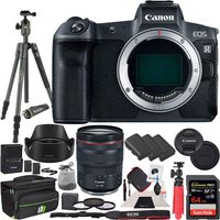 Canon EOS R 30.3MP Mirrorless Full Frame Digital Camera with 24-105mm Lens Bundle with 64GB Memory Card, Tripod with Ball Head, 2X Charger, 77mm Filter Kit, Dual Batteries, Bag and Cleaning Kit