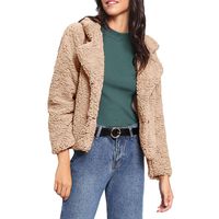 NEARTIME Women Winter Coat, Ladies Fashion Casual Fur Turn-Down Plush Outwear Long Sleeve Cardigan Jacket