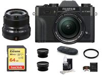 FUJIFILM X-T30 Mirrorless Digital Camera with XF 18-55mm Lens & XF 23mm f/2 R WR Lens (Black) Bundle, Includes: SanDisk 64GB Extreme SDXC Memory Card, Card Reader and More