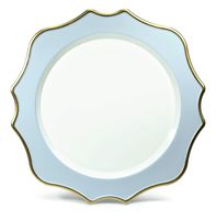 " OCCASIONS" 10 pcs Round 13'' Round Acrylic Plastic Wedding Chargers, Dinner Party Decoration Charger Plates (Scalloped Light Blue and Gold)