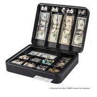 Kyodoled Large Security Cash Box with Money Tray and Key,Portable Safe Lock Box for Money,Cash Register 11.8Lx 9.4Wx 3.3H Inch Black