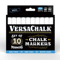 VersaChalk White Chalkboard Chalk Markers - 10 White Markers, 5mm Bold Tip - Wet Erase Dustless Chalk Ink Paint Markers for Blackboard, Dry Erase White Board, Chalkboard Sign