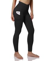 ODODOS Women's High Waist Yoga Pants with Pockets,Tummy Control,Workout Pants Running 4 Way Stretch Yoga Leggings with Pockets,Black,X-Small
