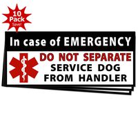 DO NOT SEPARATE Service Dog Handler Medical Alert Symbol Window or Bumper Sticker 10-PACK