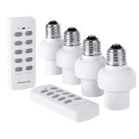 DEWENWILS Remote Control Light Lamp Socket E26/E27 Bulb Base, Wireless Light Switch Kit, White (Programmable, 4 Sockets 2 Remotes, HRLSXXA Series)