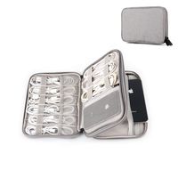 Electronics Organizer Double-Layer Electronic Accessories Cable Organizer Bag Travel Cable Cord Bag for iPhone, Kindle Charger, MacBook Charger (Gray)