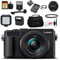 Panasonic Lumix DC-LX100 II Digital Camera (DC-LX100M2) - Bundle - with 64GB Memory Card + LED Light + Digital Flash + Soft Bag + 12 Inch Flexible Tripod + Cleaning Set + 43mm UV Filter + More