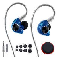 Running Headphones, LZHE in Ear Hi-Fi Monitor Earbuds with Noise Isolating, Mic and Remote, Flex Memory Wire Earhooks Earphones for Sports Running Jogging Gym Exercise Workout iPhone Samsung - Blue