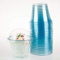 GOLDEN APPLE, 9oz-25sets Color Cups with Dome lids No Hole (Blue)