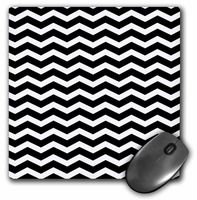 3dRose LLC 8 x 8 x 0.25 Inches Mouse Pad, Black/White Chevron Zig Zag Pattern (mp_56643_1)
