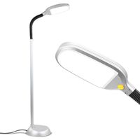 Brightech Litespan - Bright LED Floor Lamp for Crafts & Reading - Estheticians' Light for Lash Extensions - Natural Daylight Lighting for Office Tasks - Adjustable Gooseneck Pole Lamp -Platinum Silver