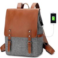 BLUBOON PU Leather School Backpack Vintage Laptop Brown Travel Daypack College Bookbag for Women Men Students