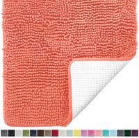 Gorilla Grip Original Luxury Chenille Bathroom Rug Mat, 60x24, Extra Soft and Absorbent Shaggy Rugs, Machine Wash Dry, Perfect Plush Carpet Mats for Tub, Shower, and Bath Room, Coral