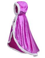 Fur Princess Costume Cape Fur Hooded Cloaks for Little Girls Dress Up Purple 4-5 Years(120cm)