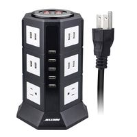 Maximm Smart Power Plug Surge Protector Power Strip Tower 4 AC Outlets + 21 USB Ports, Desktop Charging Station Multiple Plug Outlets with 6.5 feet/2M Long Power Cord 110V Outlet Tower (Black)