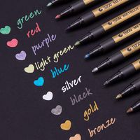Dyvicl Metallic Markers Paint Marker Pens - Medium Point Metallic Markers for Rock Painting, Black Paper, Gift Card Making, Scrapbooking, Fabric, Metal, Ceramics, Wine Glass, Set of 9