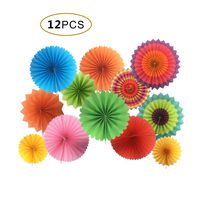 Hanging Paper Fans Decorations Round Pattern Paper Garlands Decoration for Birthday Wedding Graduation Events Accessories, Set of 12