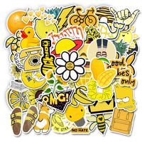 50pcs Cute Yellow Aesthetic Stickers Pack for Hydro Flask Water Bottle Laptop Phone, Cool Stuff for Teen Girls Kids, Waterproof Vinyl Trendy Stickers
