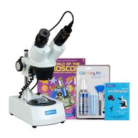 OMAX 20X-40X-80X Cordless Binocular Stereo Microscope Dual LED Lights+5MP Camera+Cleaning Pack+Book