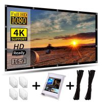 AIEX 120 Inch 16:9 4K HD Projector Screen Portable Foldable Anti-Crease Front and Rear Video Projection Screen Outdoor Indoor 3D Movie Projector Screen for Home Theater Office Double Sided Projection