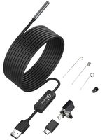 USB Endoscope 3 in 1 Borescope 5.5mm Ultra Thin Waterproof Inspection Snake Camera Micro USB and Type C for OTG Android, PC, Notebooks Windows Mac with 5M 16.4FT Semi-Rigid Cord with LED Light