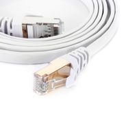 Cat7 White Ethernet Cable 5Ft 2 Pack Double Shielded Flat Cable - High Speed Internet Network Cable Up to 10 Gigabit-Gold Plated Rj45 Connectors (5, White)