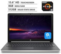 HP Premium Notebook 15.6" HD SVA BrightView WLED-Backlit Touchscreen Laptop, AMD Ryzen 5 2500U Processor up to 3.6GHz, 8GB RAM, 512GB Solid State Drive, HDMI, Wi-Fi, Bluetooth 4.2, Windows 10, Silver
