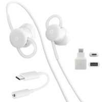 Google USB-C Earbuds, USB-C to 3.5mm Adapter, USB-C to USB 3.0 Adapter, for Google 2nd-4th Gen Pixel Devices - Accessory Combo Kit