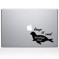 The Decal Guru Keep It Real Spotted Seal MacBook Decal Vinyl Sticker - 13" MacBook Pro (2015 & Older) - Black (1111-MAC-13P-BLA)