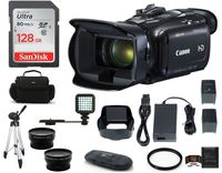 Canon VIXIA HF G21 Full HD Camcorder Bundle, Includes: 128GB SDXC Memory Card, LED Light, Spare Battery, 58mm Telephoto & Wide Angle Lenses, Camcorder Bag and More.