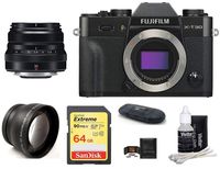 FUJIFILM X-T30 Mirrorless Digital Camera Body (Black) + XF 35mm f/2 R WR Lens (Black) Bundle, Includes: SanDisk 64GB Extreme SDXC Memory Card, Card Reader, Memory Card Wallet and Lens Cleaning Kit