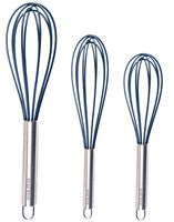 Silicone Whisk Set of 3 - Stainless Steel & Silicone Non-Stick Coating - Colored Balloon Egg Beater for Blending, Whisking, Beating, Frothing & Stirring (12-inch, 10-inch & 8.5-inch)