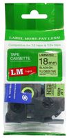 LM Tapes - Premium 3/4" (18mm) Black on Fluorescent Green Compatible TZe P-touch Tape for Brother PT-9500PC, PT9500PC Label Maker with FREE Tape Guide Included