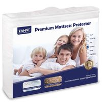ZAMAT Premium 100% Waterproof Mattress Protector, Breathable & Noiseless Mattress Pad Cover, Fitted 14"-18" Deep, Vinyl Free, Hypoallergenic | Dust Proof | Smooth Soft Cotton Terry Covers(Queen)