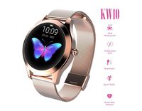 Round IP68 Waterproof Touchscreen Smart Watch for Women, SmartWatch KW10, Fitness Tracker with Heart Rate and Sleep Pedometer Bracelet for Android/iOS (Gold)