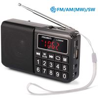 PRUNUS Portable Radio SW/FM/AM(MW)/MP3/USB/SD/TF Rechargeable with Neodymium Speaker. Large Button and Large Display. Stores Stations Automatically. (NO Manual Memory/Delete Stations Function
