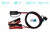 CUZEC 6FT/1.8m 16 AWG Extension Cord Plug Socket with Battery Clamp 12V/ 24V Battery Clip-On and Cigarette Lighter Adapter (6FT Long)