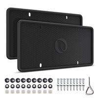 Ohuhu Silicone License Plate Frame 2-Pack with Mounting Accessories Black, Rust-Proof, Rattle-Proof, Weather-Proof, Wont Block Letters/Stickers