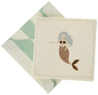 C.R. Gibson White Mermaid Thank You Card with Envelope, 2.75" x 2.75" (CE4-18683)
