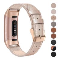 SWEES Leather Bands Compatible for Charge 3 & Charge 3 SE Fitness Tracker, Genuine Leather Band Strap Wristband Replacement for Women Men Small Large, Black, Rose Gold, Beige, Brown, Grey, Tan