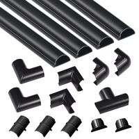 D-Line Cable Raceway Kit, Self Adhesive Wire Covers, Electrical Raceway Cable Organizer for Home Theater, TV, Office and Home - 4 x 39 Inch Channels Per Pack (Black, Medium)