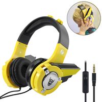 VCOM Wired Kids Headphones for Boys - Over Ear Stereo Headsets with Volume Limited & Mic, Robot Design for Toddler Children, 3.5mm Jack Compatible for Laptops iPad Kindle Smartphones Tablets(Yellow)